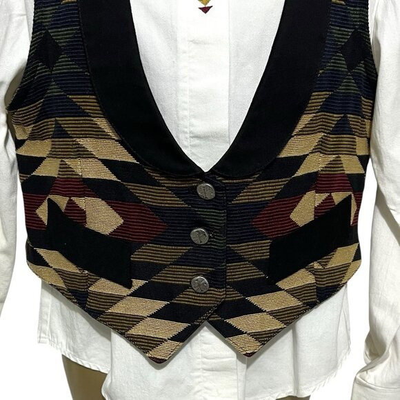 Roughrider Circle T Western Shirt Top Size S Line Dancing Vest M Vtg Made USA - Picture 3 of 14